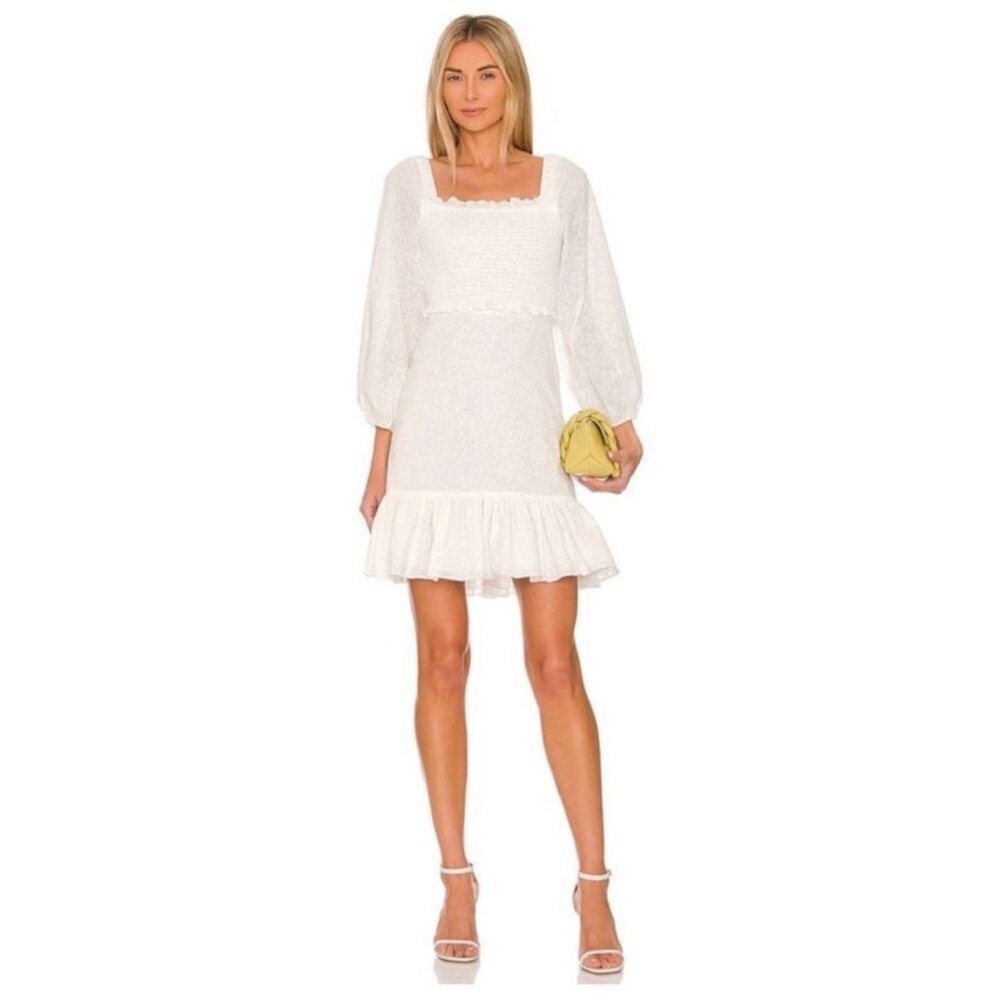 NWT Veronica Beard Denise Eyelet Embroidery Smocked Dress Off White Sz 4